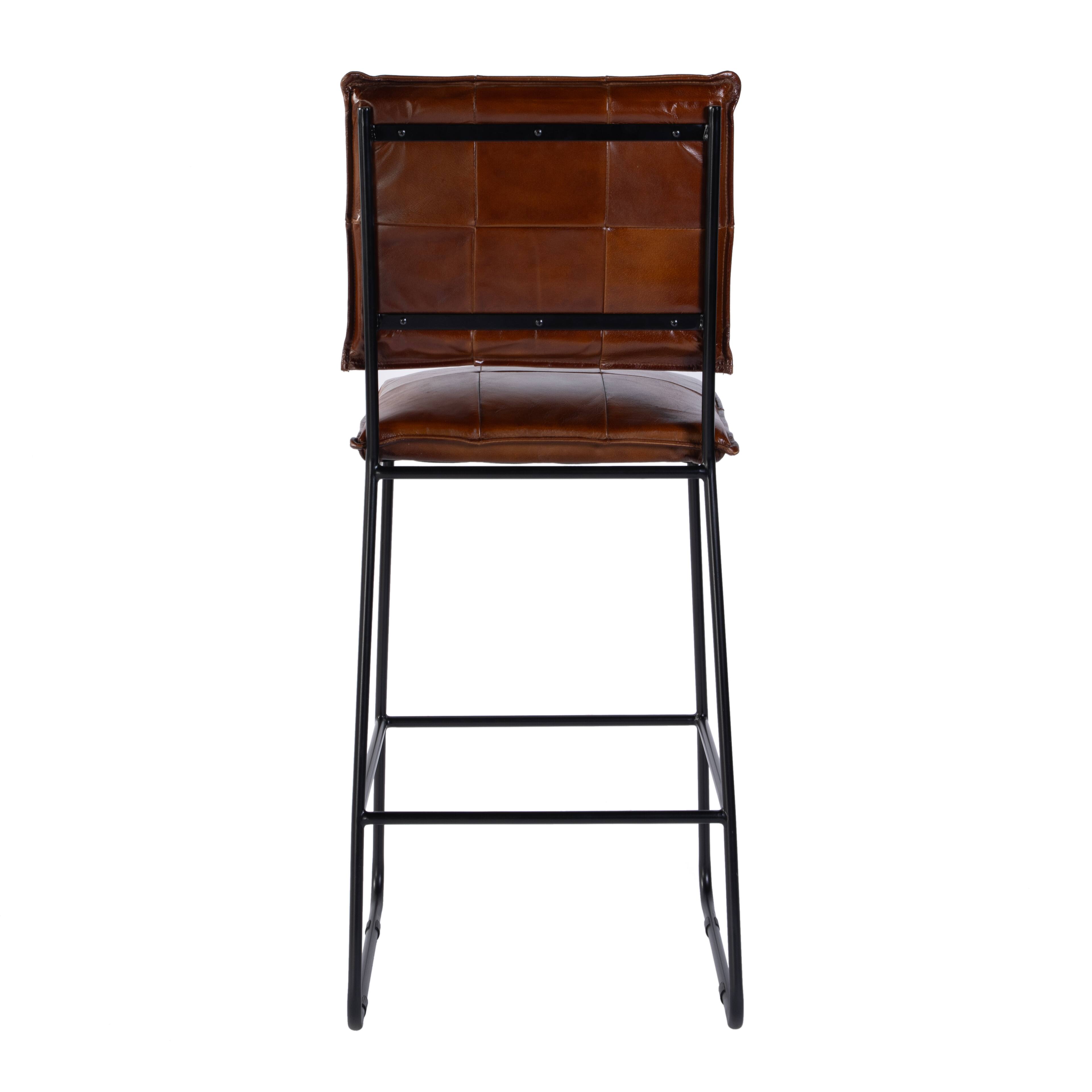 Alt View 3. Butler Specialty - Niles Leather and Iron Bar Stool - Brown,Black.