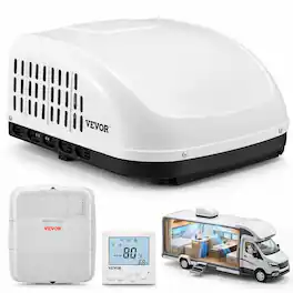 VEVOR - RV Air Conditioner, 13500 BTU Non-Ducted Rooftop RV AC Unit, 65 dB Quiet Design, Including Air Distribution Box - White