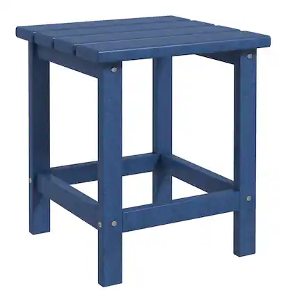Front. Outsunny - Patio Side Table, 15" Square Outdoor End Table, HDPE Plastic Tea Table for Adirondack Chair, Backyard or Lawn - Blue.