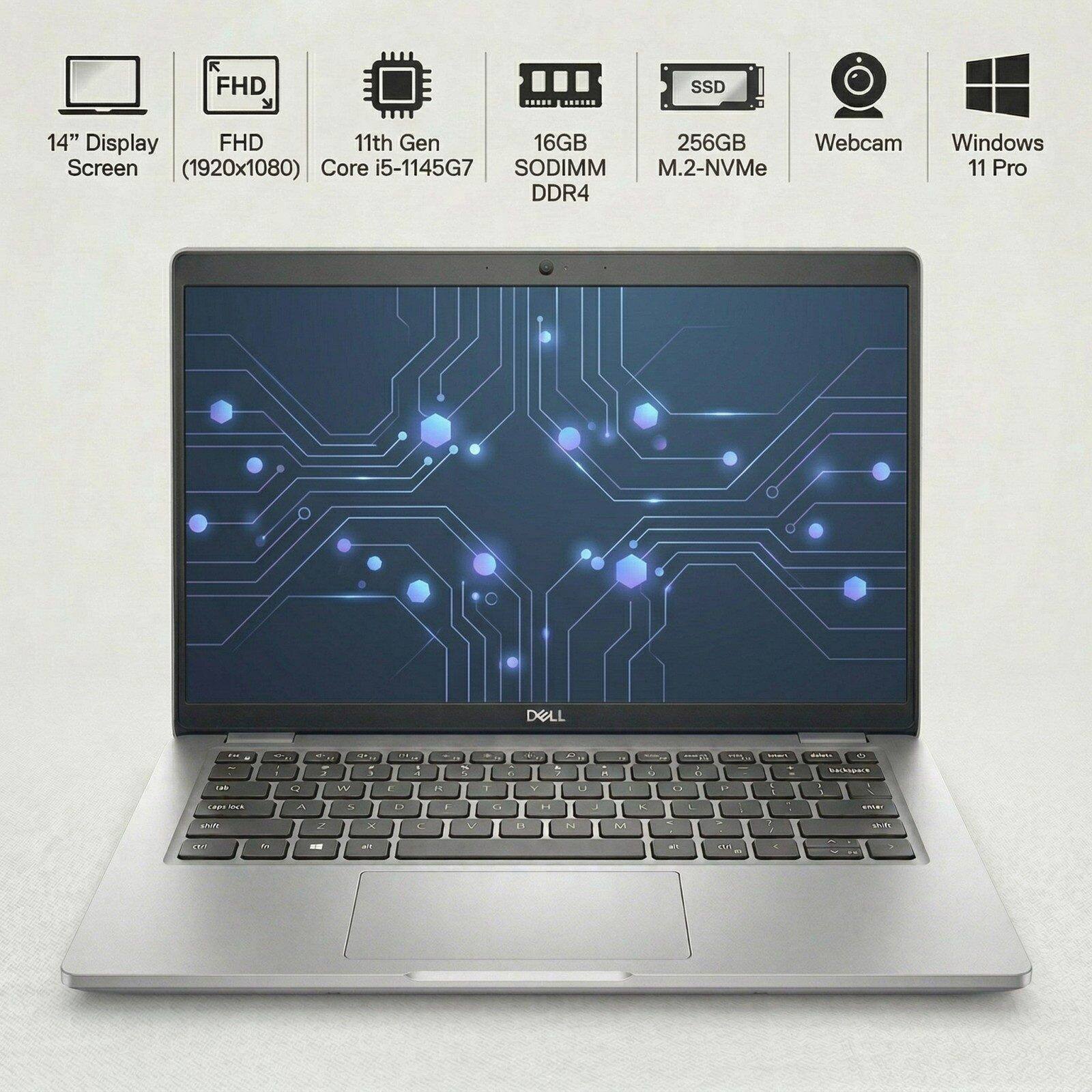 - 14" Display Screen (1920x1080)
- FHD
- 11th Gen Core i5-1145G7
- 16GB SODIMM DDR4
- 256GB M.2-NVMe SSD
- Webcam
- Windows 11 Pro