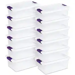 Sterilite - 15 Qt. Plastic Stackable Storage Container with Lid, (12 Pack) - Clear