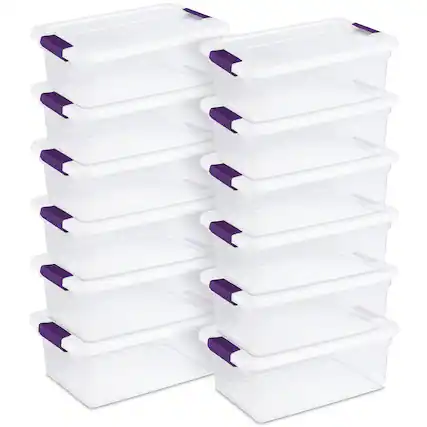 Front. Sterilite - Sterilite 15 Qt. Plastic Stackable Storage Container with Lid, Clear (12 Pack) - Clear.