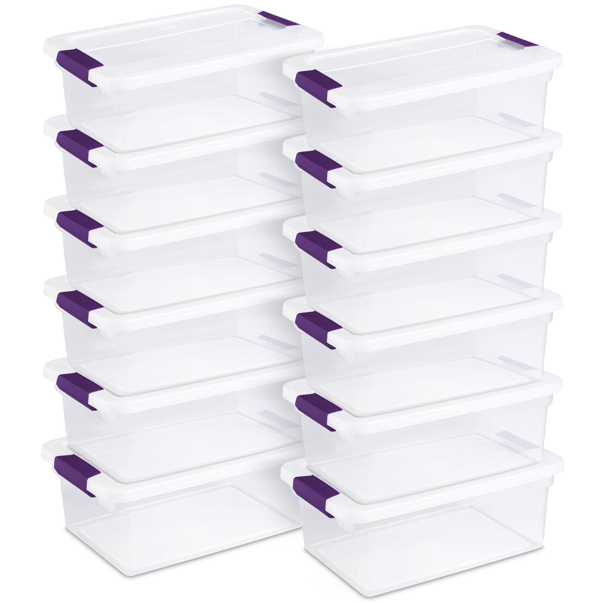 Front. Sterilite - Sterilite 15 Qt. Plastic Stackable Storage Container with Lid, Clear (12 Pack) - Clear.