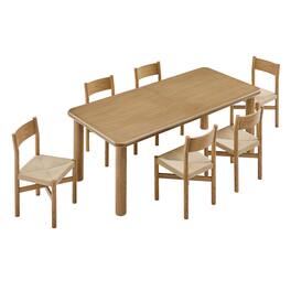 Alvia 7-Piece Wood Extendable Dining Table and Chairs Set by Modway - Weathered Oak