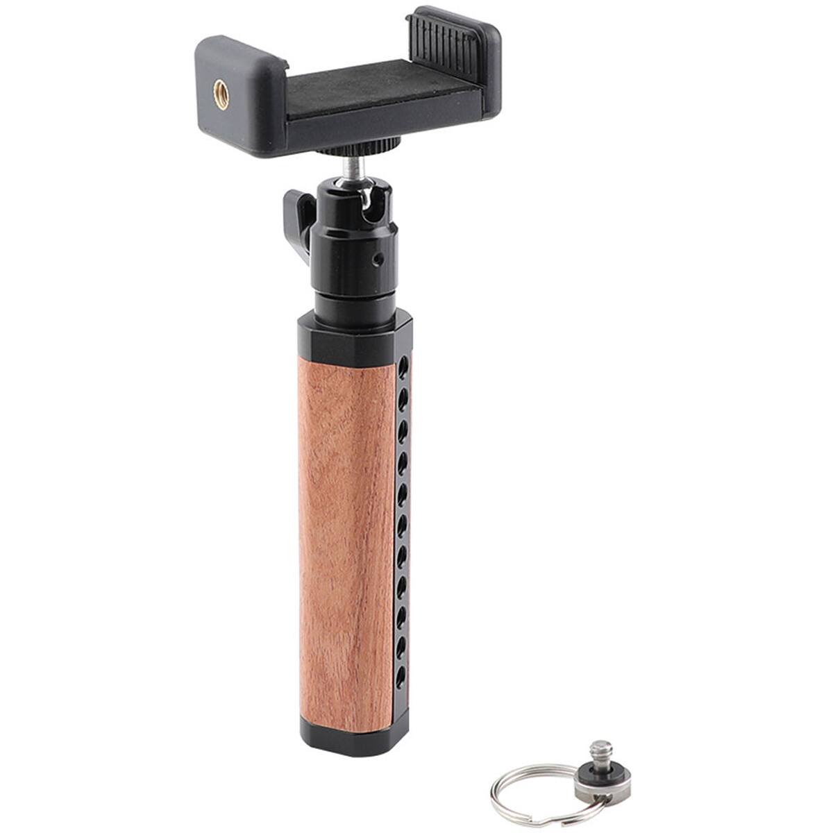 Alt View 2. CAMVATE - CAMVATE Wooden Handle Grip with Adjustable Smartphone Clip & Mini Ball Head Mount.