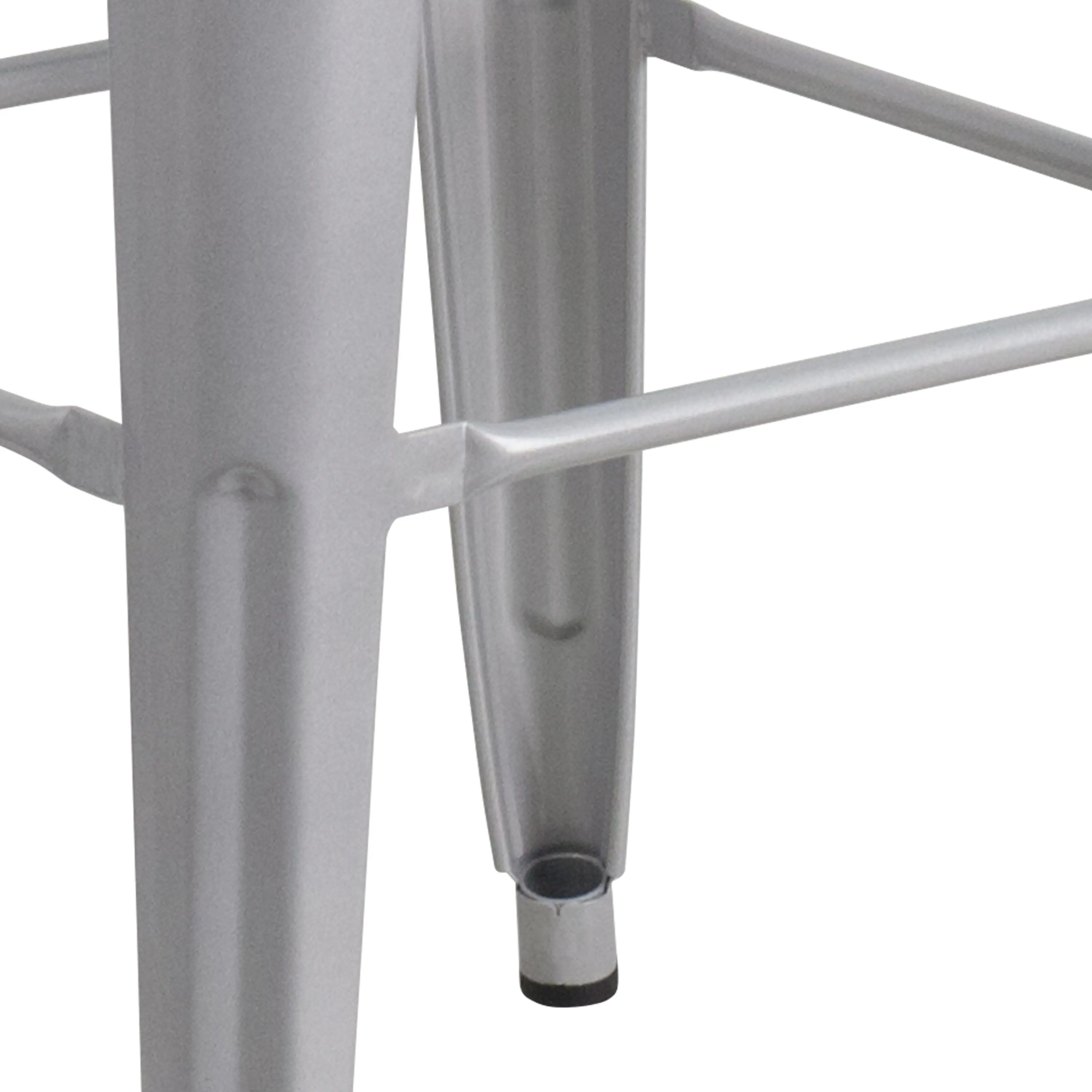 Alt View 6. Emma + Oliver - Commercial Grade 30"H Backless Metal Indoor-Outdoor Barstool with Square Seat - Silver.