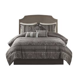 Gracie Mills - Bruce 7-Piece Jacquard Comforter Set - Gray