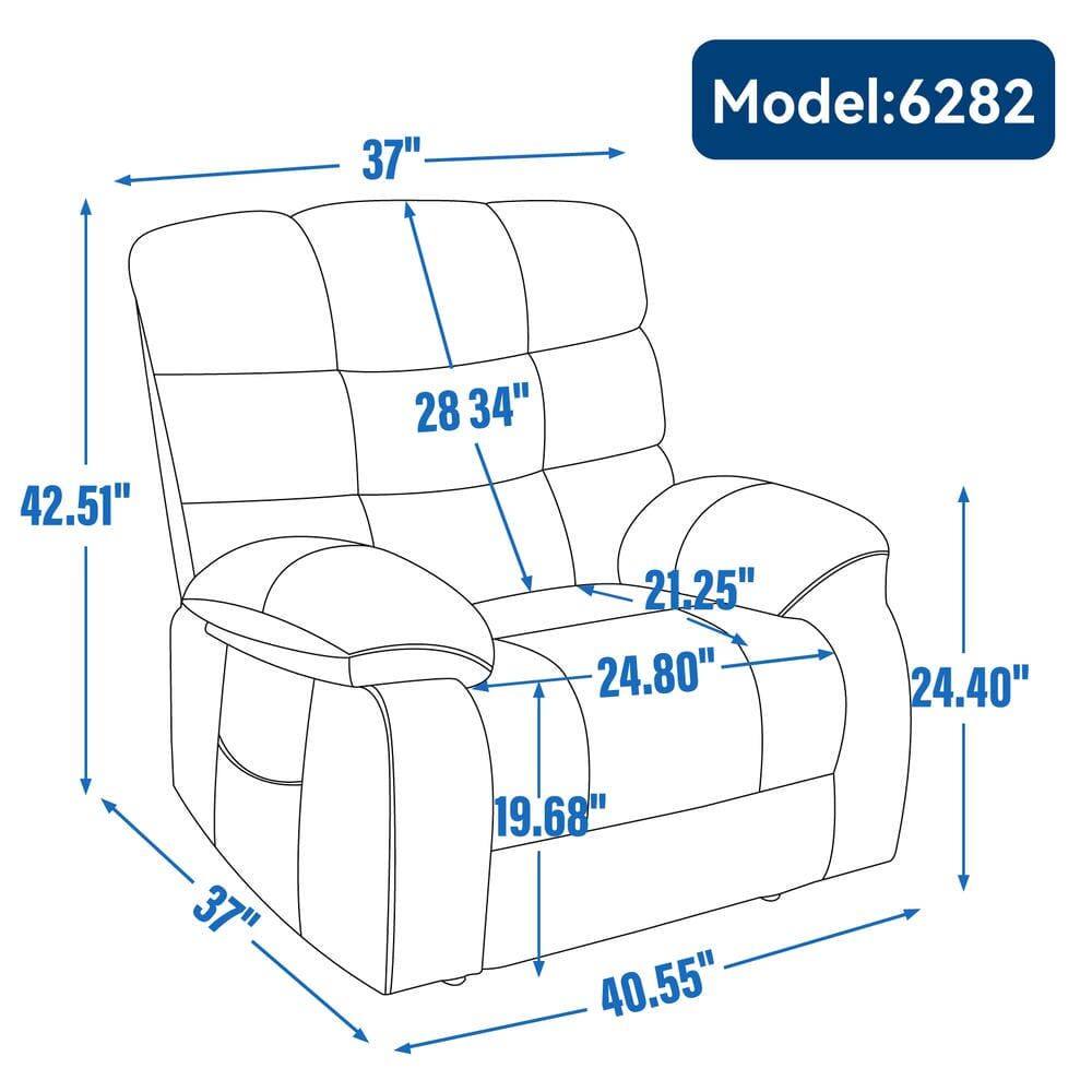 Model: 6282

- Width: 42.51"
- Depth: 40.55"
- Height: 37"
- Seat Height: 19.68"
- Seat Depth: 24.80"
- Arm Height: 21.25"
- Arm Width: 24.40"
- Back Height: 37"
- Back Width: 28 34"