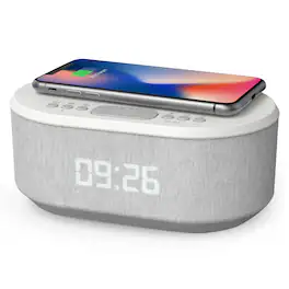 Dazzed Corner - Dual Alarm, Bluetooth Wireless Speaker Clock Radio - White