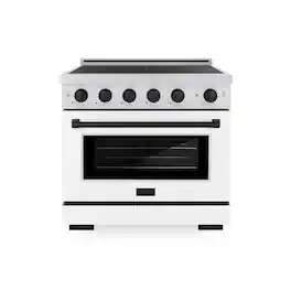 ZLINE - Autograph 36 in. 5.2 cu. ft. Paramount Freestanding Induction Range with 5 Burners and Black Accents with White Door - Matte White