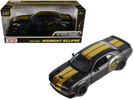 Motormax - 2018 Dodge Challenger SRT Hellcat Widebody Matt Black with Gold Stripes and Graphics "Midnight Eclipse" Series 1/24 - Matt Black and Gold