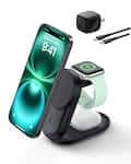 Belkin - 3-in-1 Foldable Magnetic Charging Stand, 25W Qi2, MagSafe compatible, charge iPhone, compact travel-friendly design - Black