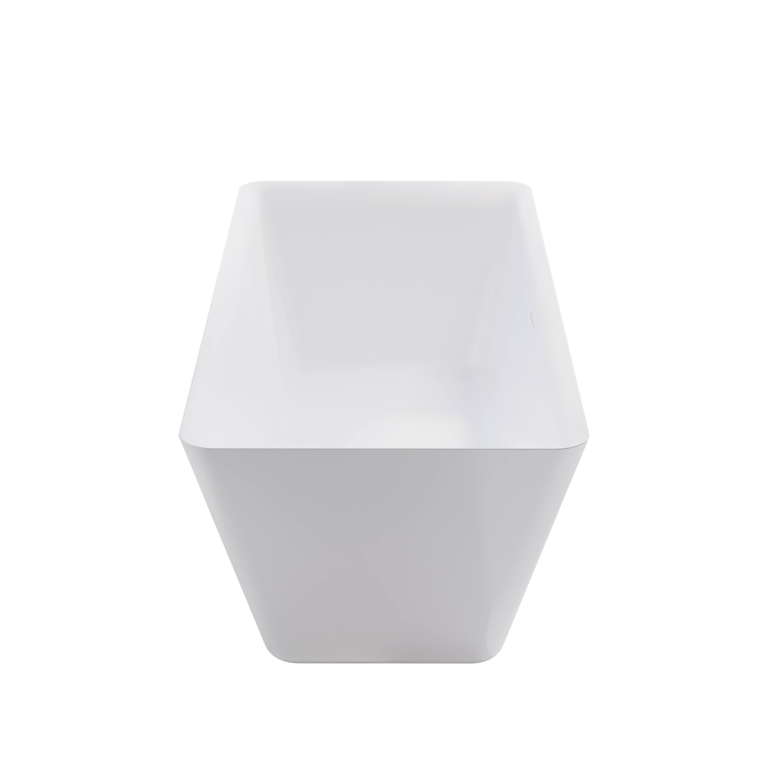 Alt View 9. WELLFOR - Square 66 in. Acrylic Flat Bottom Double Ended Freestanding Soaking  Bathtub with Drain and Overflow - White.