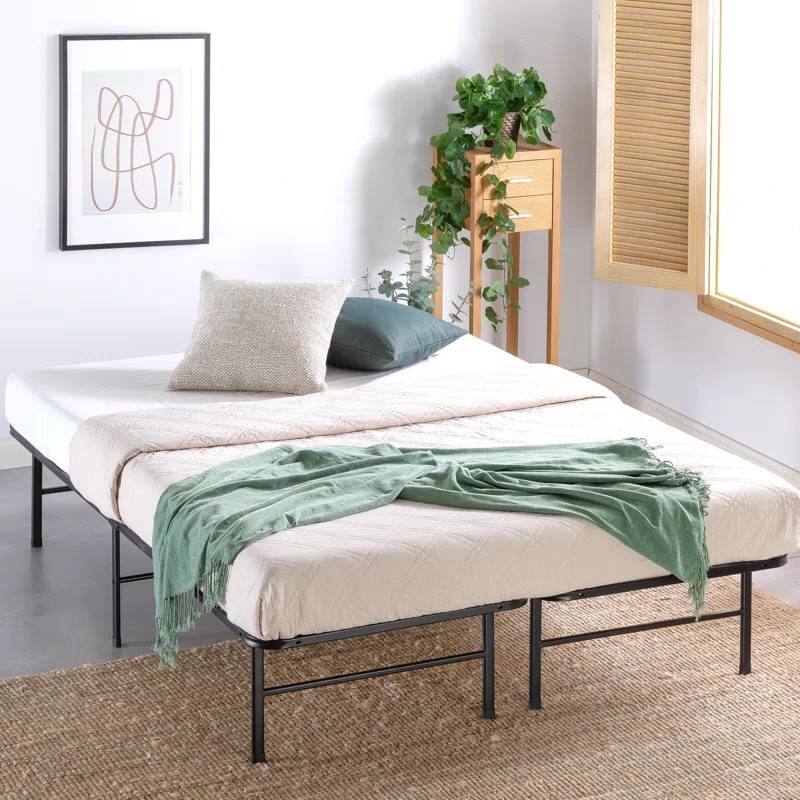 Left. Hivvago - Hivvago King size Metal Bed Frame with Bamboo Wood Slats - Black.