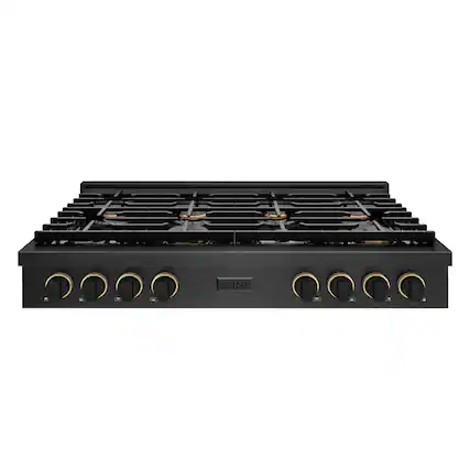 Front. ZLINE - Designer 48 in. 8 Burner Paramount Gas Rangetop in Black Satin Steel with Black and Bronze Accents (SRTBSZ-48-MBCB) - Black Satin Stainless Steel.