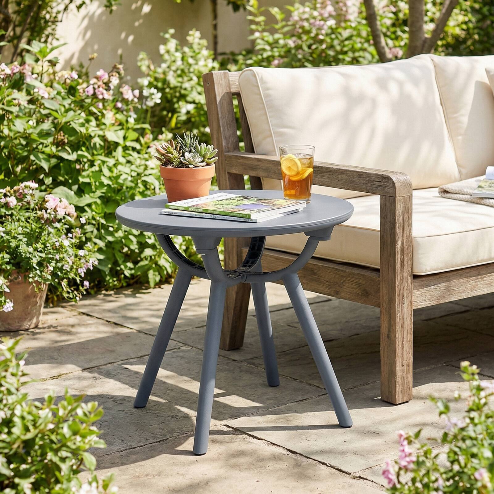 Alt View 1. Gymax - Gymax 2PCS Outdoor Side Table 20'' Round Storage Side Table Weather-Resistant End Table Gray - Gray.