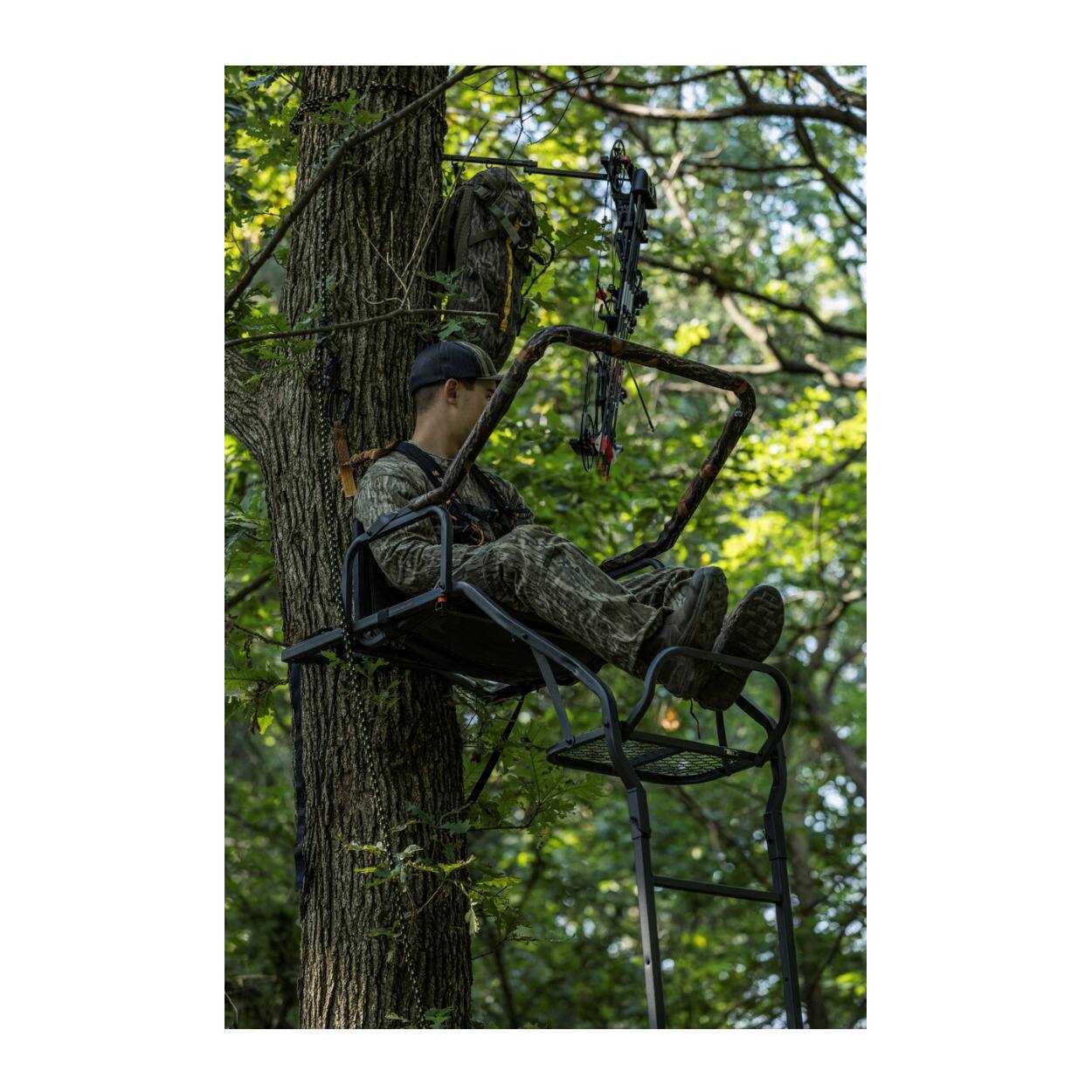 Left. Big Game Treestands - Big Game Treestands Warrior Elite Ultra-Wide 17 ft Climbing Tree Stand - Black.