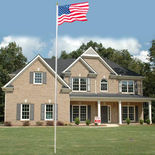Alt View 5. Winado - 20FT Sectional Aluminum Flag Pole Kit with 3x5 Flag, Golden Ball Flagpole Topper for Outdoor Yard Garden Residential - Sliver.