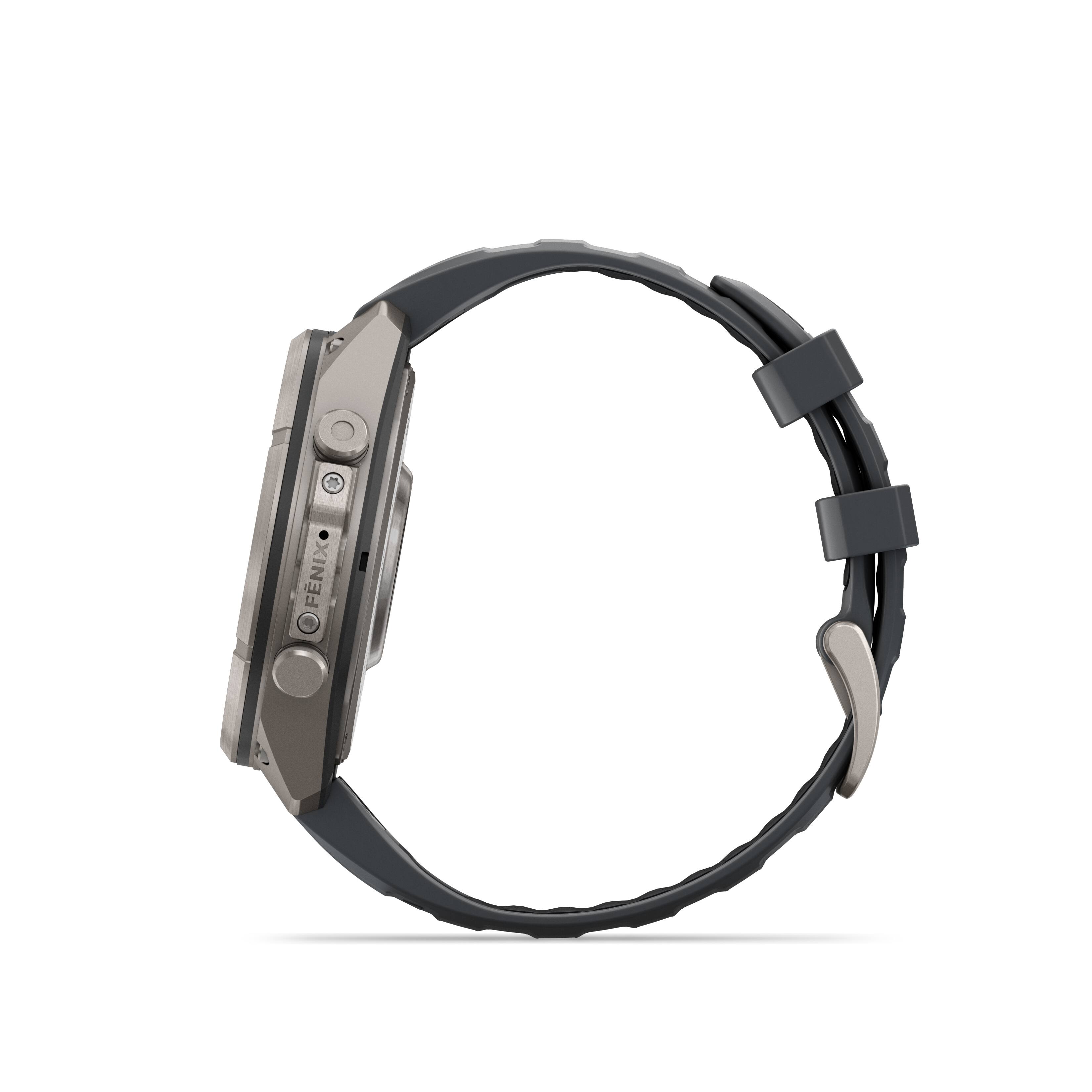Alt View 7. Garmin - fēnix 9 Pro - inReach AMOLED GPS Smartwatch 47 mm Titanium - Graphite/Black Silicone Band.