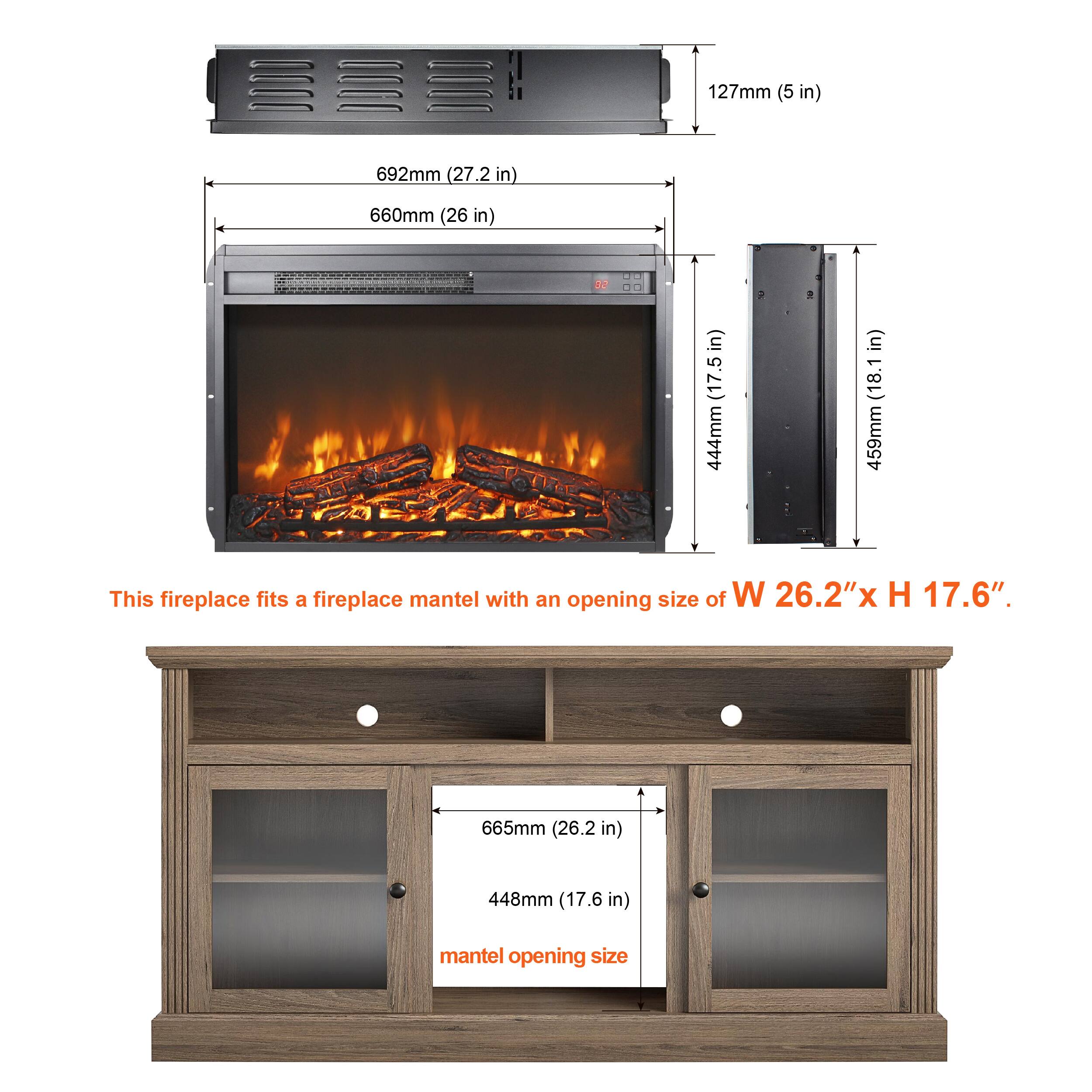 Alt View 4. Mondawe - 26" Ultra-Thin Electric Fireplace Insert with Log Set and Remote control - Black.