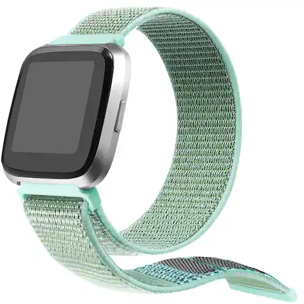 Front. StrapsCo - Everyday Nylon Sport Strap Watch Band For Fitbit Versa & Versa 2 - Olive Green & Grey.