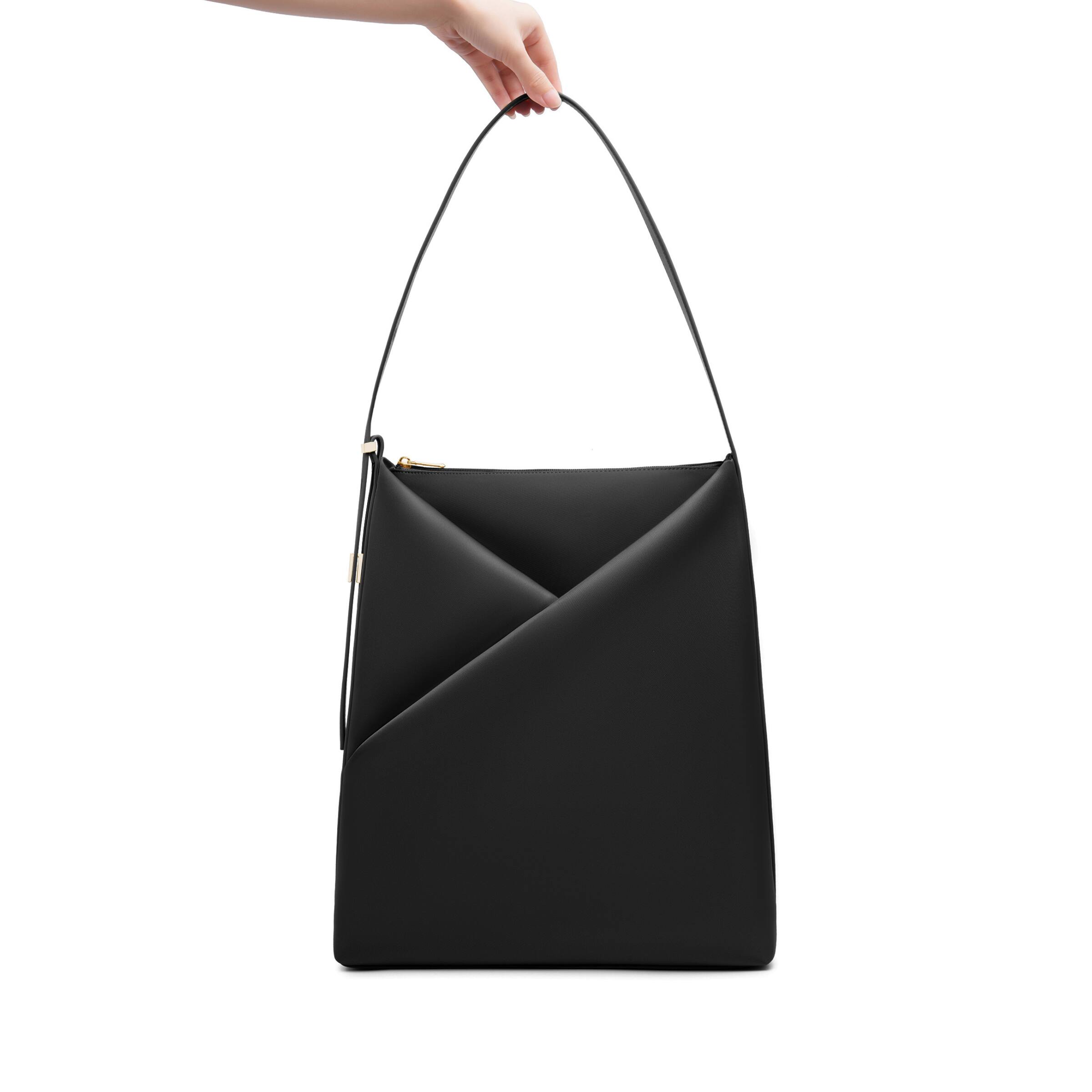Alt View 7. Lux & Nyx - Lux & Nyx - Origami 15" Laptop Hobo Bag - Convertible Shoulder Bag - Black.