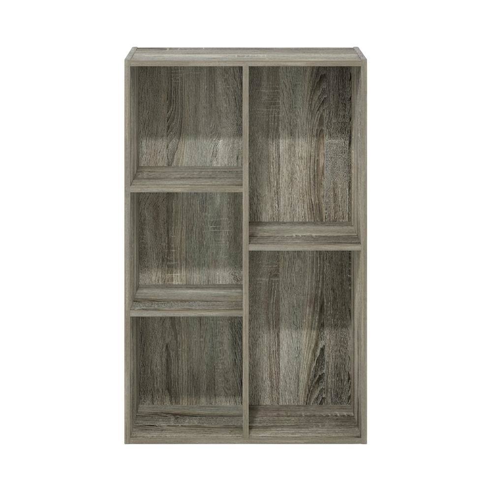 Back. FurniFact - Reversible 5-Cube Storage Shelf In French Oak Finish For Versatile Organization - French Oak.