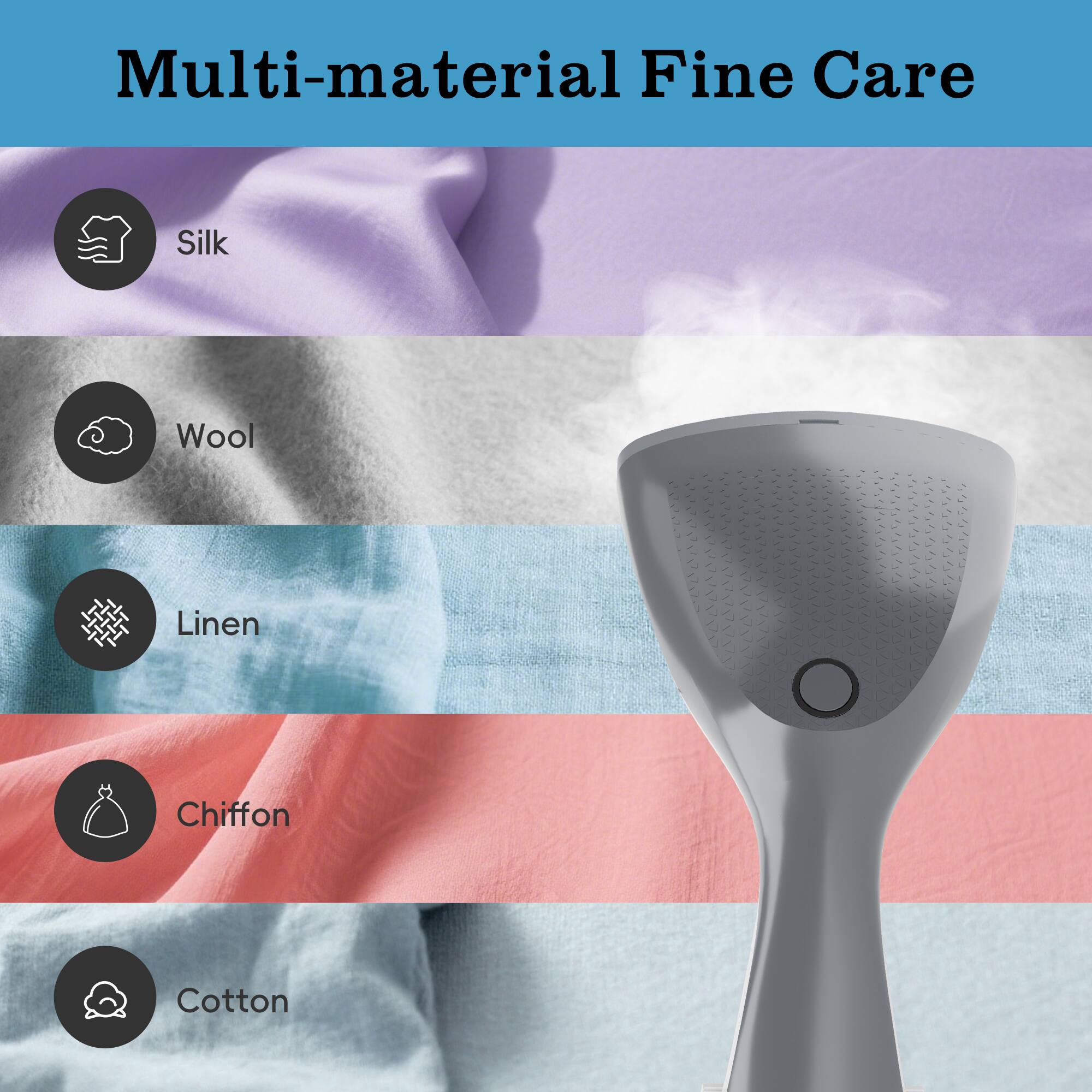 Multi-material Fine Care
Silk
Wool
Linen
Chiffon
Cotton