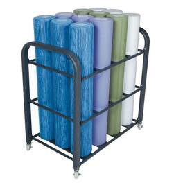 Power Systems - Club Foam Roller Cart – Holds 12 Rollers, Portable Foam Roller Storage Stand - Black