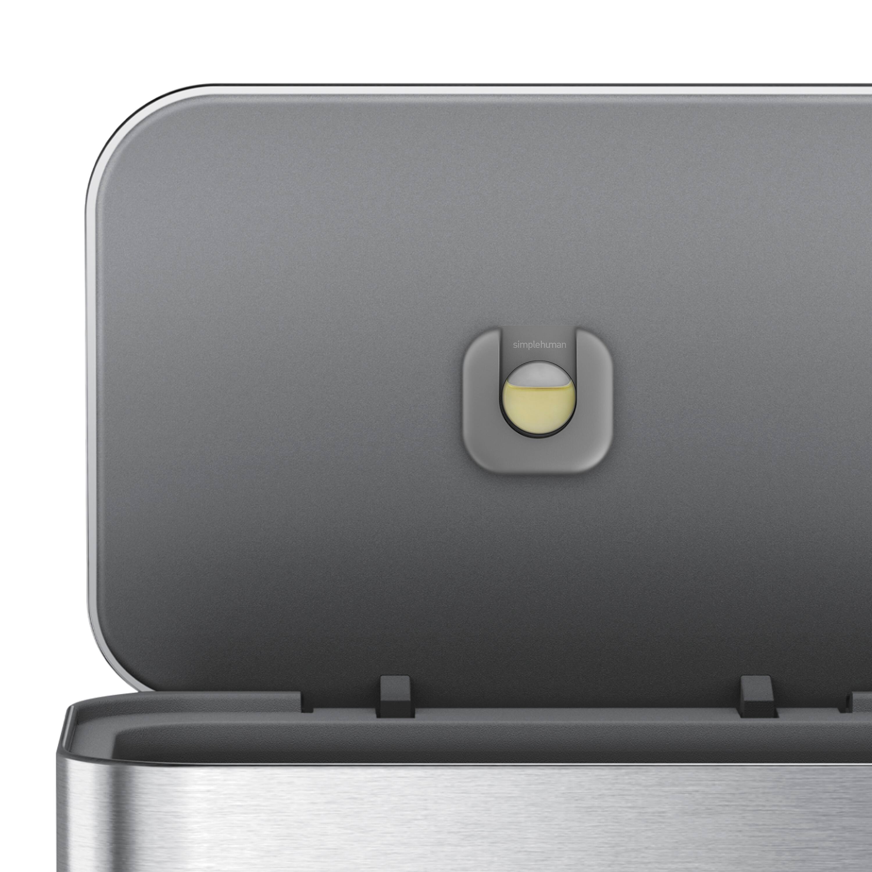 Alt View 17. simplehuman - 45 Liter Rectangular Hands-Free Kitchen Step Trash Can with Soft-Close Lid - Brushed Stainless Steel.