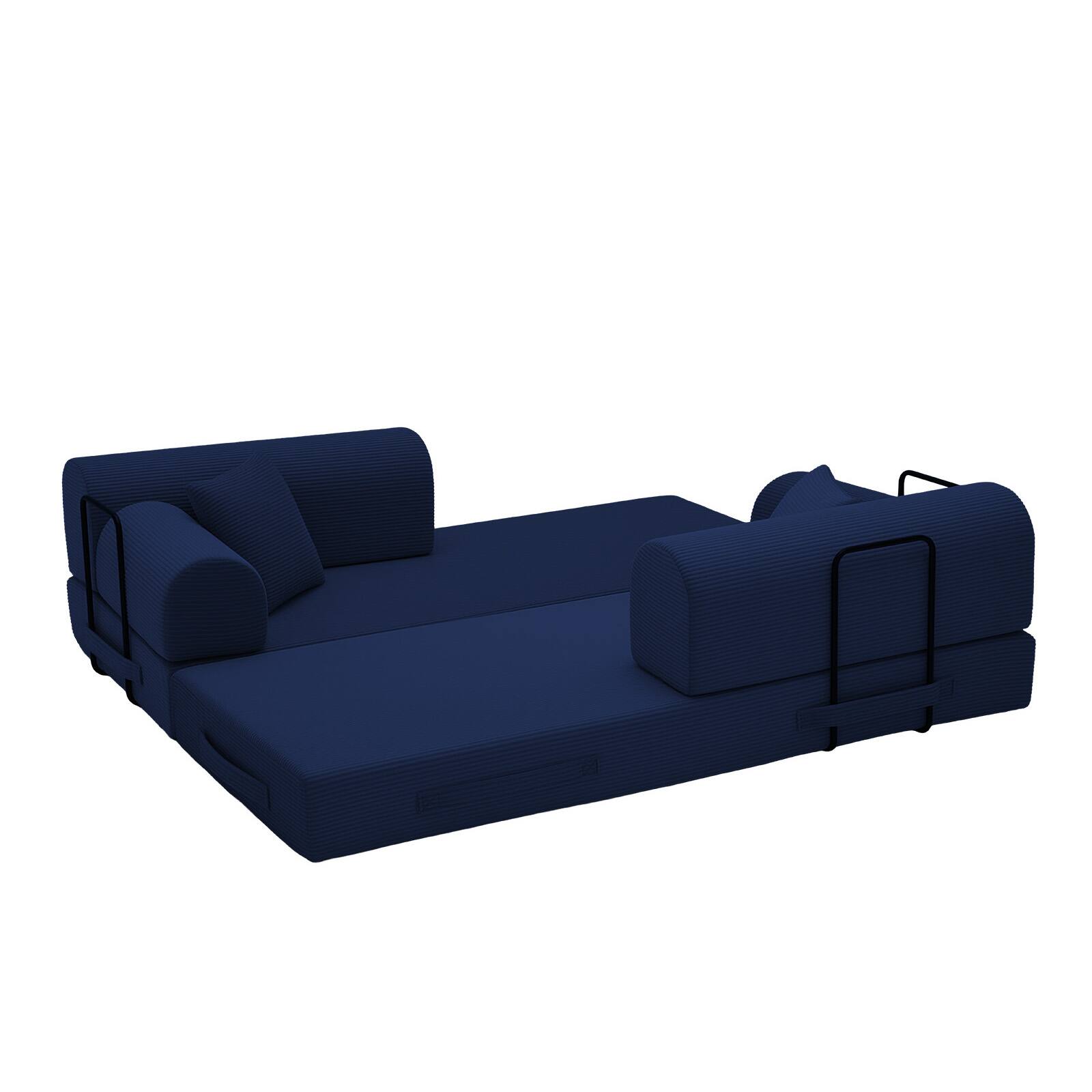 Alt View 1. Anysun - Corduroy Convertible Sleeper Sofa Bed - Folding Mattress Couch with Fixed Frame for Living Room & Bedroom - Blue.