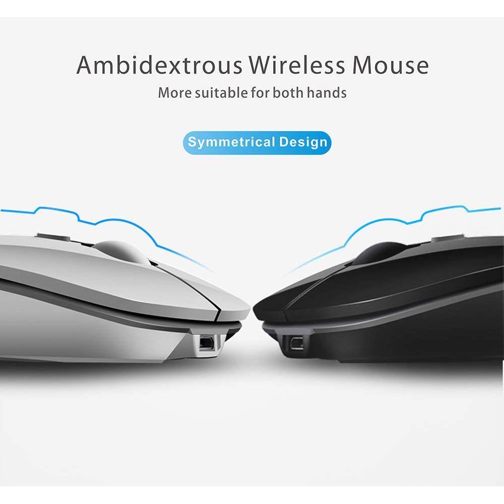 Ambidextrous Wireless Mouse  
More suitable for both hands  

Symmetrical Design