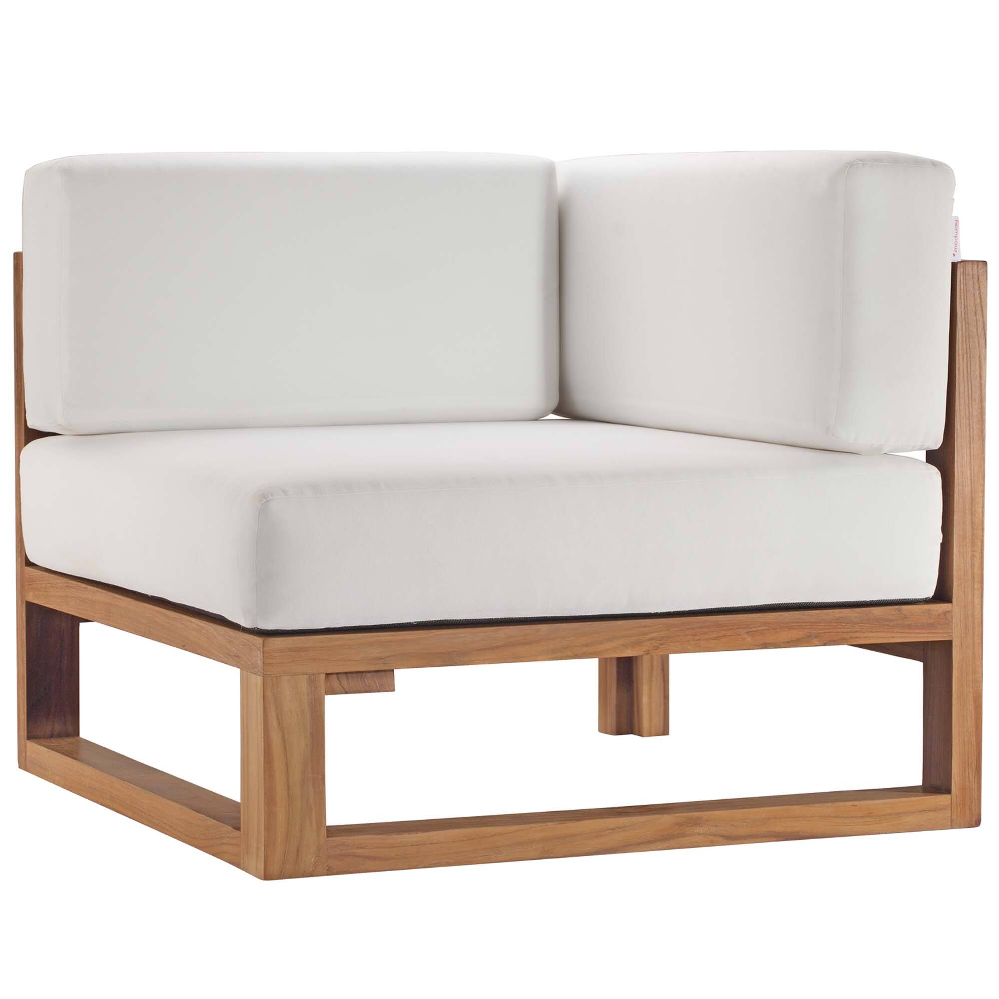 Alt View 3. Modway - Upland 3-Piece Outdoor Patio Teak Wood Sectional Sofa Set by Modway - Natural White.