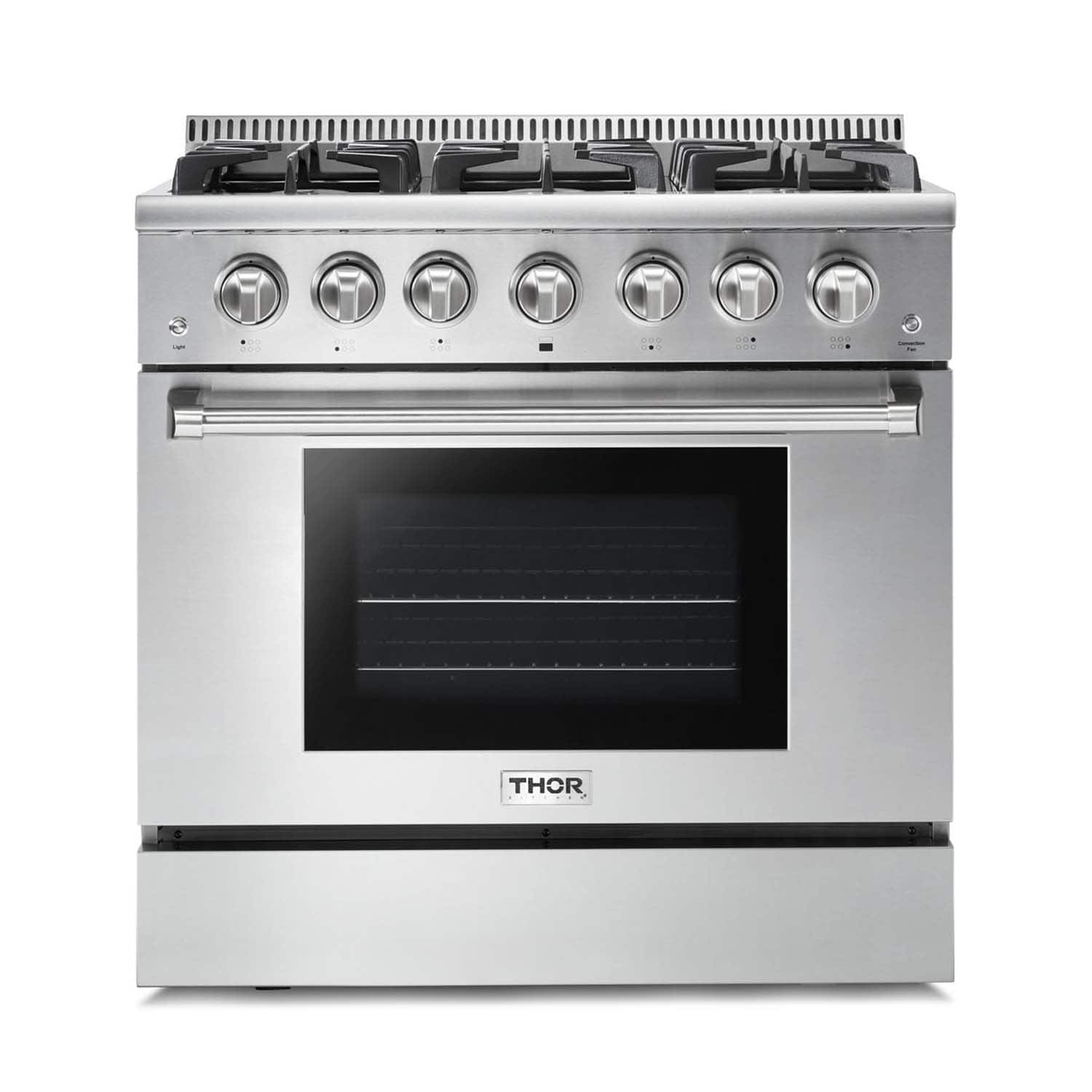 Front. Thor Kitchen - 5.2 cu. ft. Freestanding Gas Convection Range - Stainless Steel.