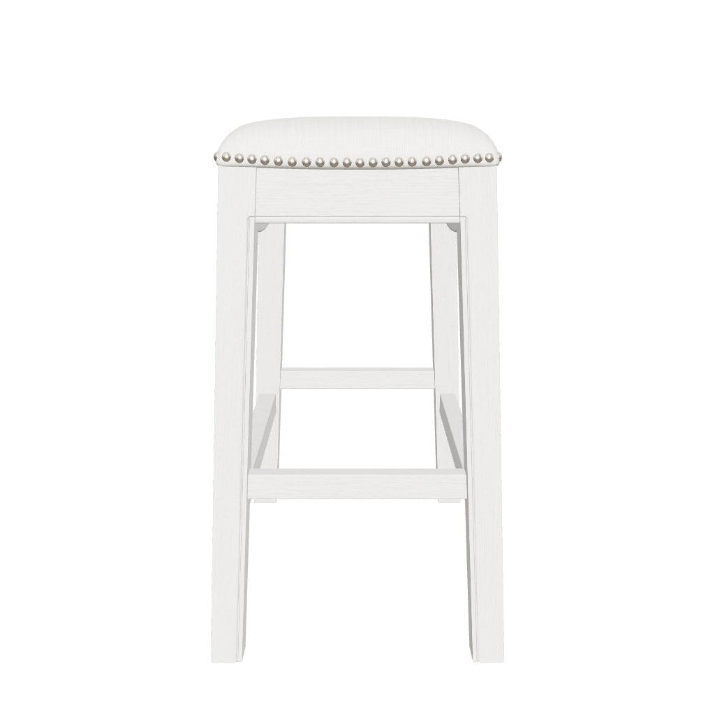 Alt View 9. Maven Lane - 26" Adrien Saddle Counter Stool In White Oak Finish With Fabric Upholstery - White Oak.