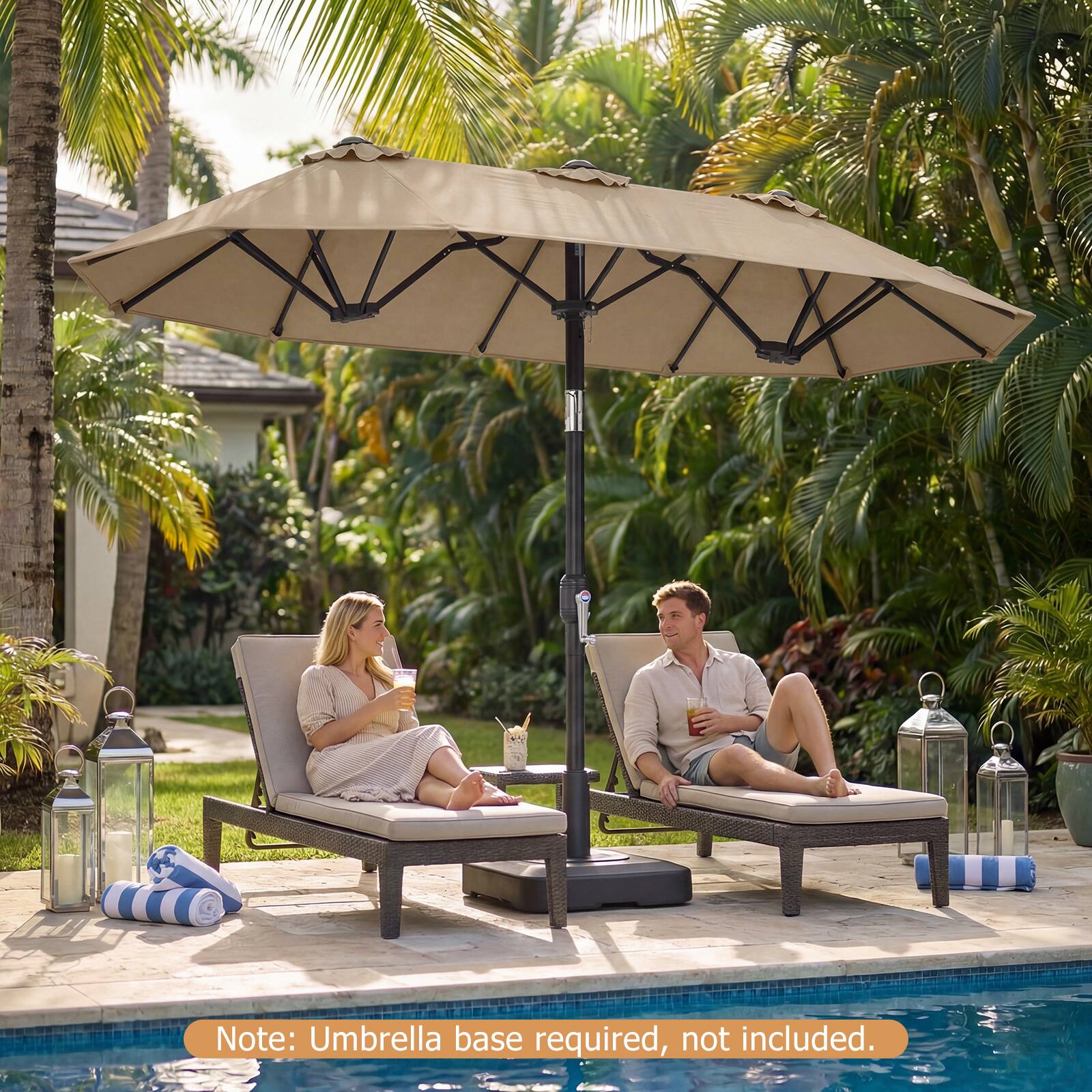 Note: Umbrella base required, not included.