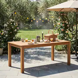 Loheer - 67 Inch Acacia Wood Dining Table Rectangular Outdoor Table for Patio or Dining Room - Natural