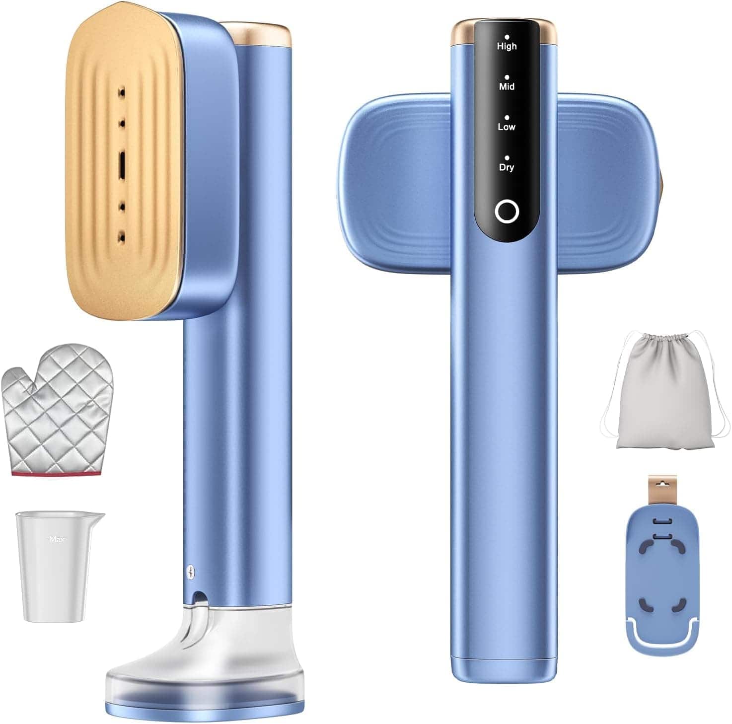 FINEAK - 2-in-1 Garment Steamer Iron 1200W 15S Heat-Up Dual Tanks 25G/Min Steam 110-120V - Blue