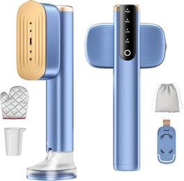 FINEAK - 2-in-1 Garment Steamer Iron 1200W 15S Heat-Up Dual Tanks 25G/Min Steam 110-120V - Blue