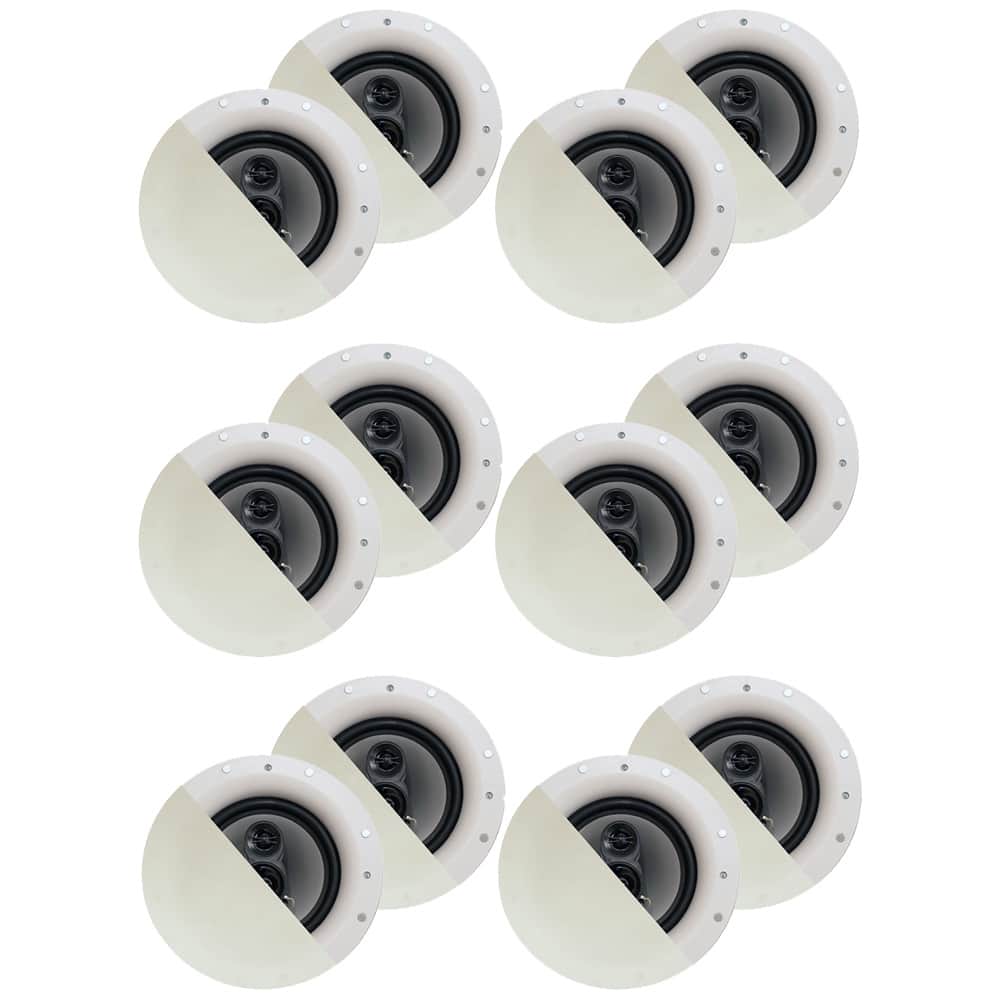 Acoustic Audio by Goldwood - CSic84 Frameless in Ceiling 8" Speaker 6 Pair Pack 3 Way Home Theater Speakers - Paintable White
