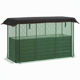 RYHNUYNE - Galvanized Steel Raised Garden Bed with Crop Cage and Shade Cloth for Vegetables Flowers and Herbs - Dark Green