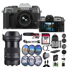 Fujifilm - X-T50 Mirrorless Digital Camera XC15-45mm With Sigma 18-50mm Lens Bundle - Charcoal
