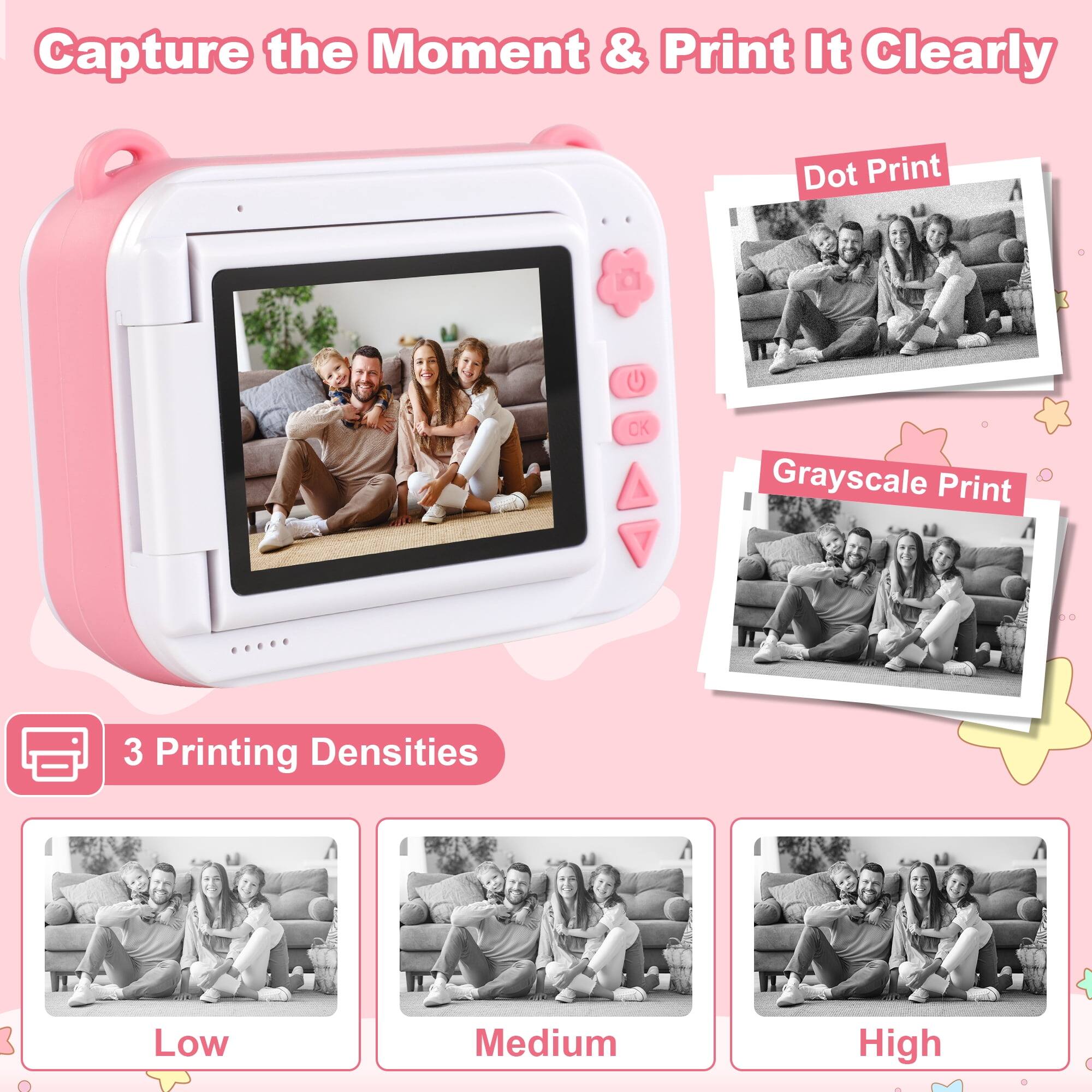 Capture the Moment & Print It Clearly

Dot Print

Grayscale Print

3 Printing Densities
- Low
- Medium
- High