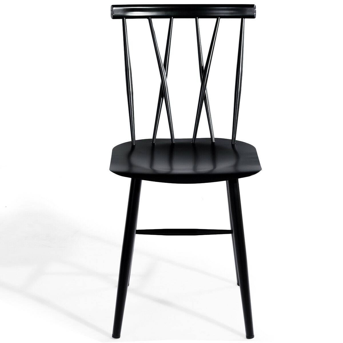 Alt View 7. Costway - Costway Set of 2 Dining Side Chairs Chairs Armless Cross Back Kitchen Bistro Caf - Black.