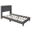 Front. Costway - Costway Twin Size Upholstered Platform Bed Tufted Headboard Mattress Foundation - Grey.