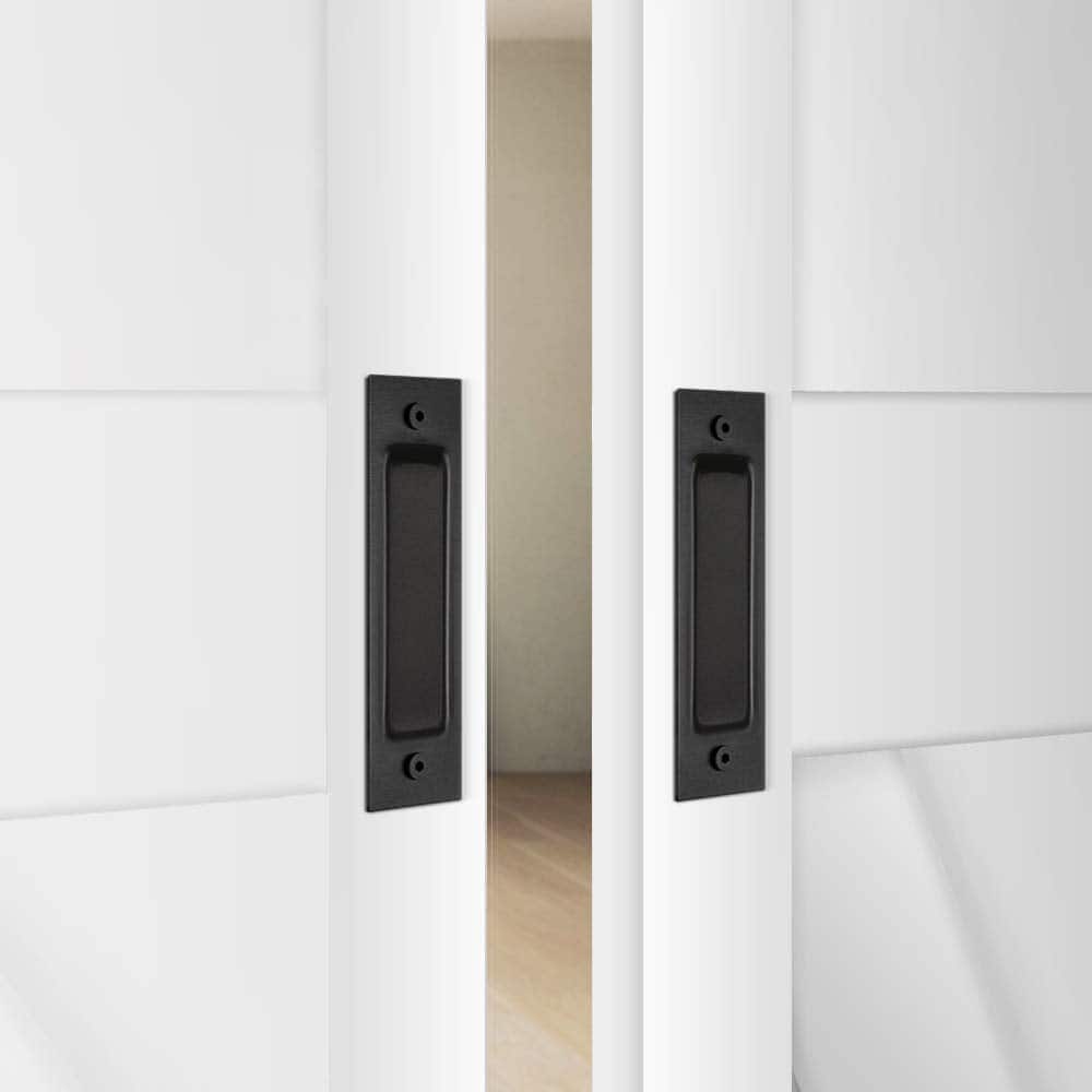 Boyel Living - 6.5 in. x 2 in. Steel Flush Pull Sliding Barn Door Handle Hardware (One piece) - Black