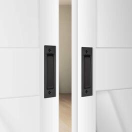 Boyel Living - 6.5 in. x 2 in. Steel Flush Pull Sliding Barn Door Handle Hardware (One piece) - Black