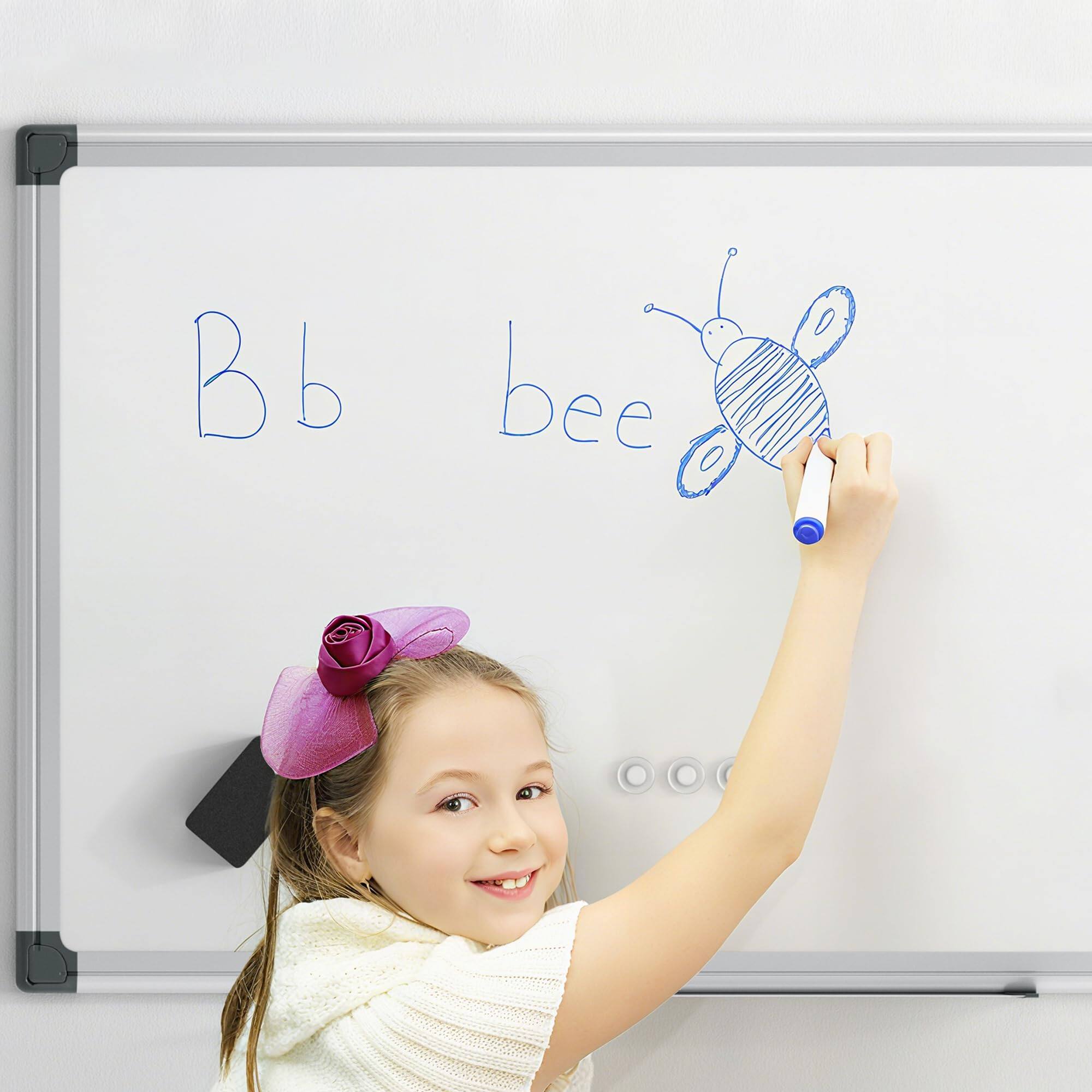 Alt View 3. PARKER SLATER - Magnetic Dry Erase Board For Wall 36" X 24" Hanging Whiteboard Office School Home Includes Eraser Markers Pen Tray.