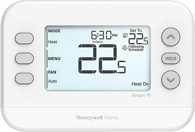 MODE Set To 6:30 PM
22.5 Heat Indoor Following Schedule
MENU
FAN Auto
Heat On
HOLD
Smart
Honeywell Home