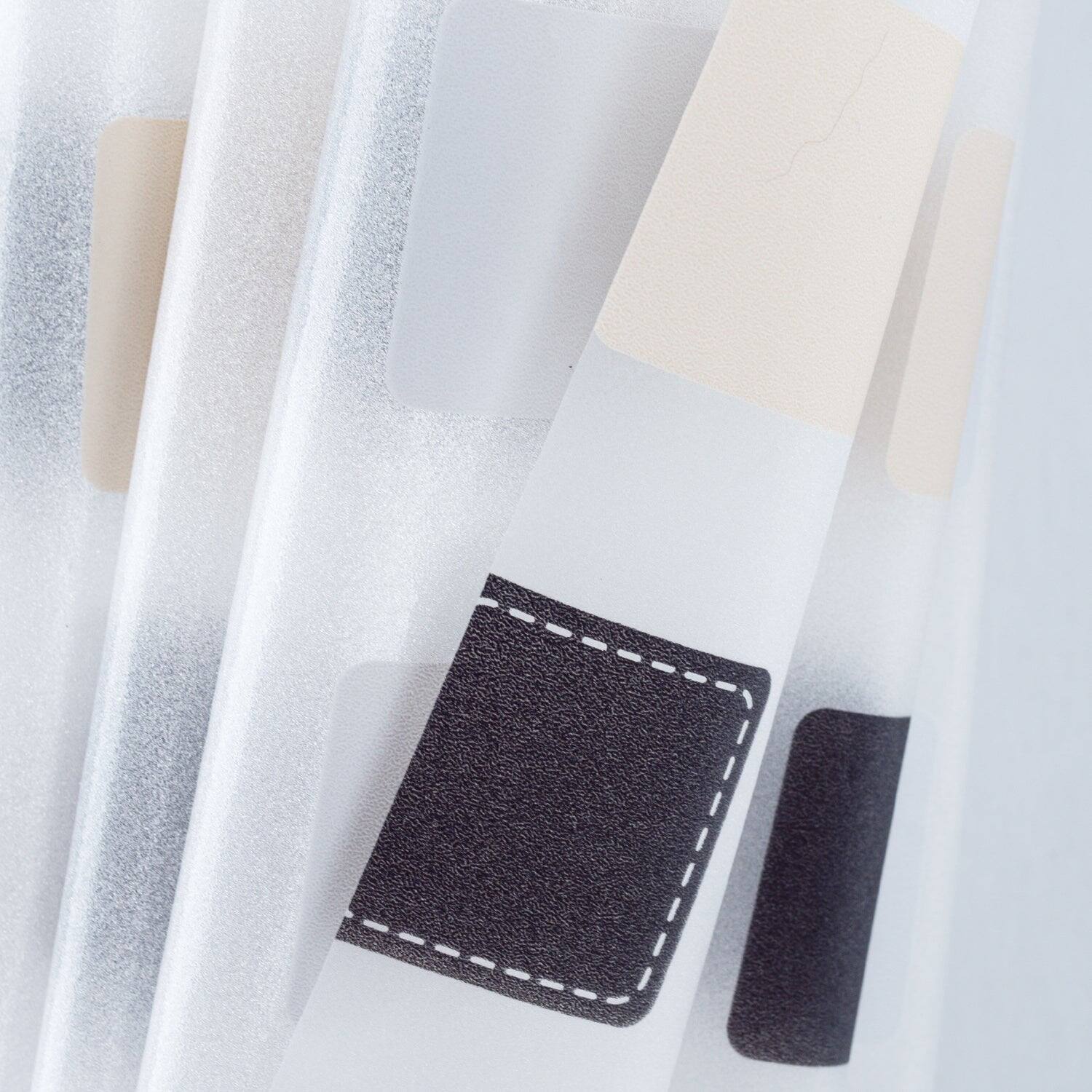 Back. RT Designers Collection - RT Designers Collection 90GSM Peva Glit Printed Tiles Shower Curtain 70" x 72" Tan - Tan.